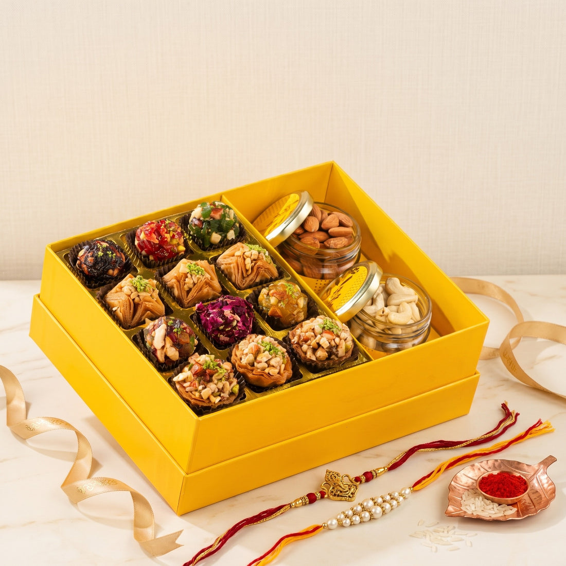 Torquise Assorted Baklava, Indian Fusion & Dryfruit Box