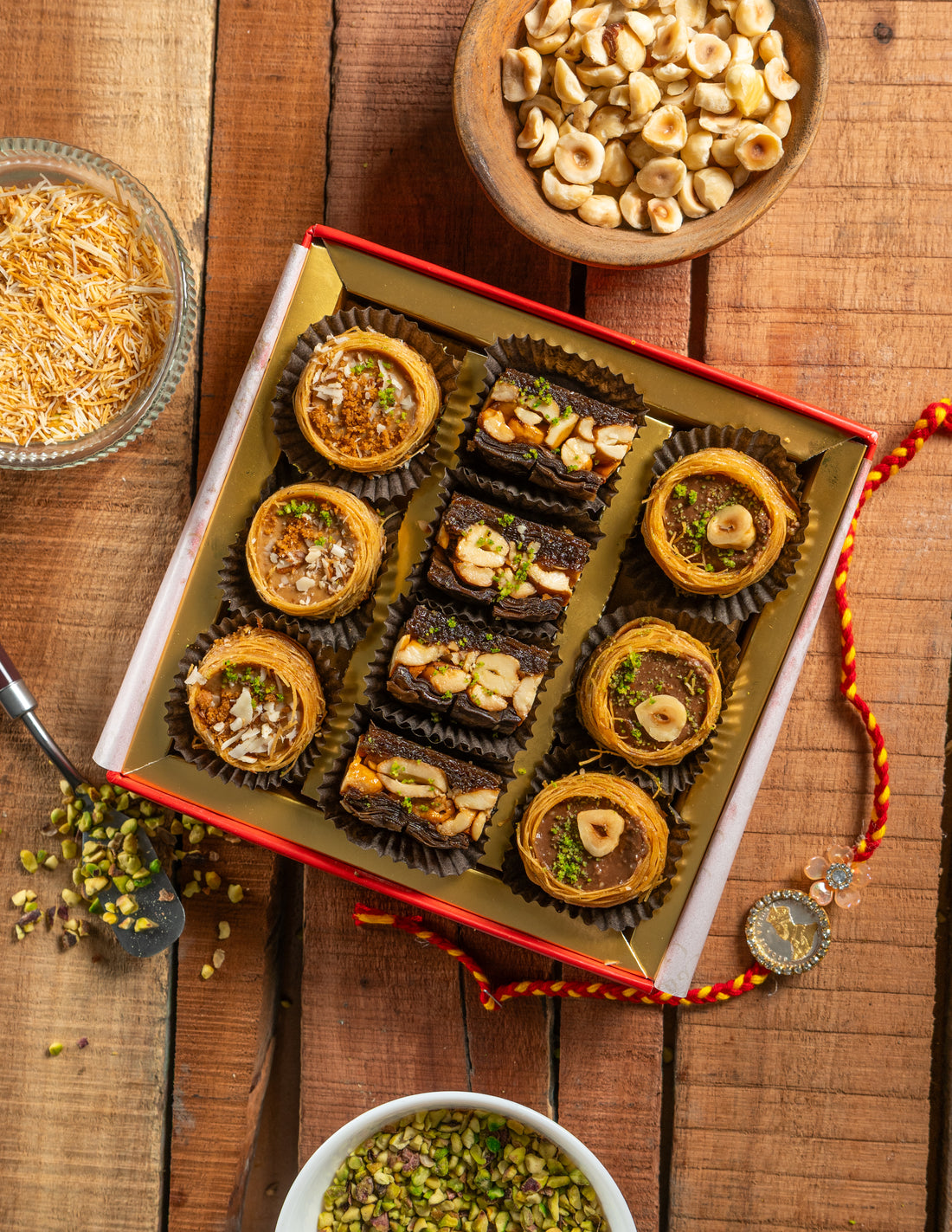 Red Imperial Assorted Rakhi Oshe Bulbul Sweets Box 250g
