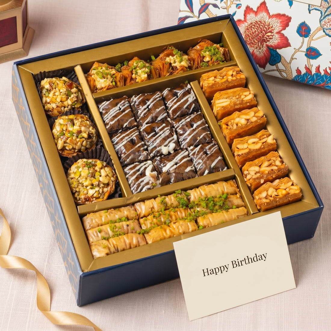 Regalia assorted baklava gift box as a birthday gift with card