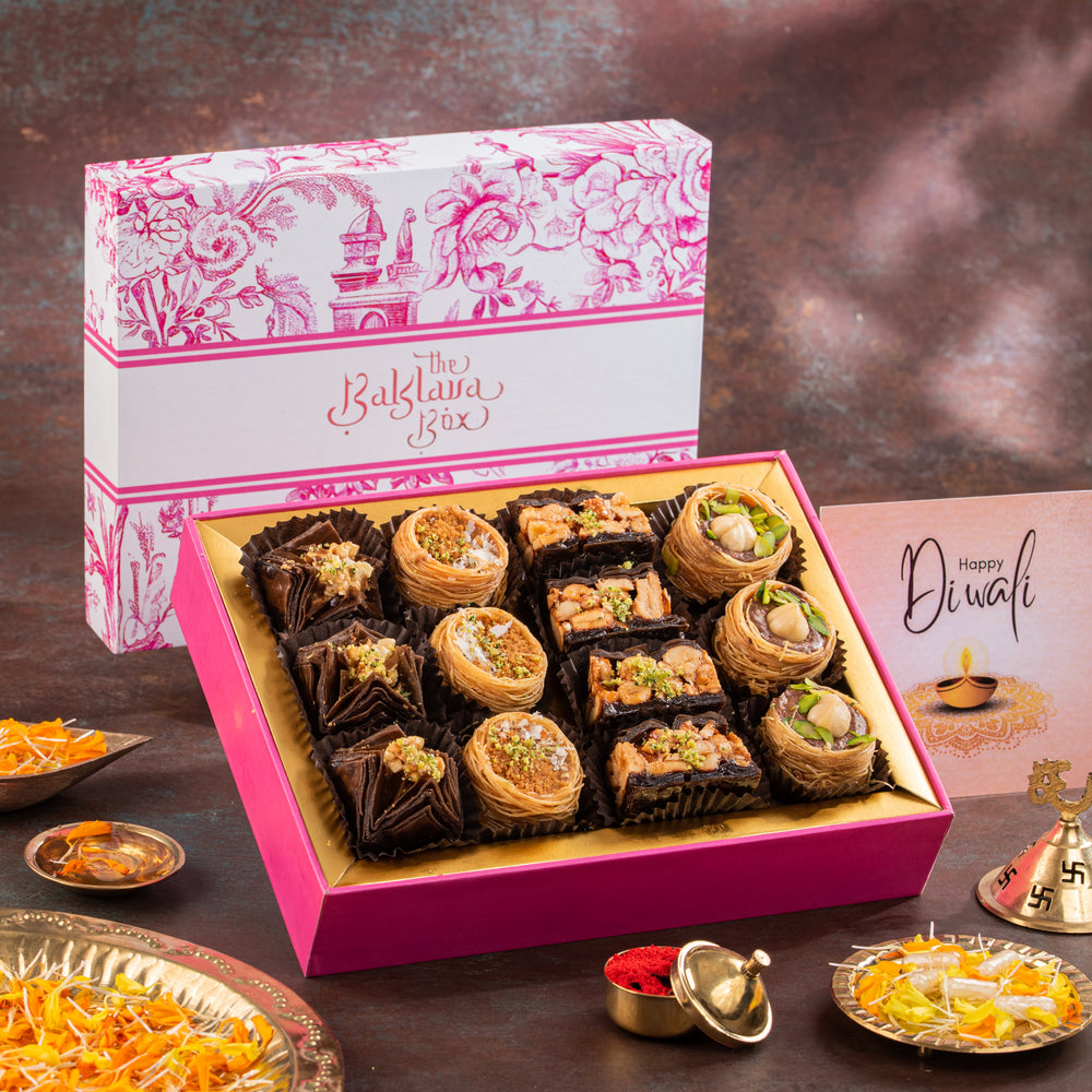 Pink Chocolate Baklava Diwali Gift Box THE BAKLAVA BOX