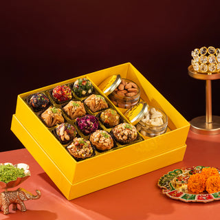 Torquise Assorted Baklava, Indain Fusion & Dryfruit Hamper Sweets Box