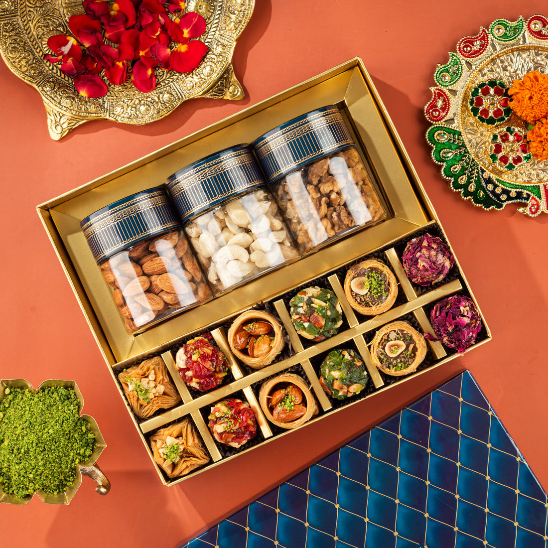 Indigo Assorted Baklava, Indian Fusion & Dryfruit Hamper Box