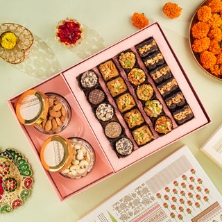 Motif Assorted Sweets & Dryfruit Hamper Box