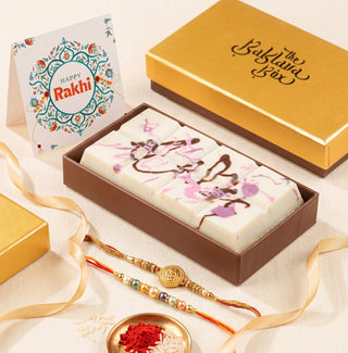 Lotus Biscoff White Chocolate Bar with Rakhi Essentials