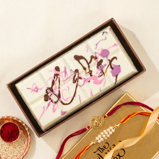 Lotus Biscoff White Chocolate Bar with Rakhi Essentials