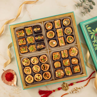 Emerald Assorted Baklava & Kunafa Rakhi Hamper Box 1kg