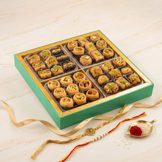 Emerald Assorted Baklava & Kunafa Rakhi Hamper Box 1kg