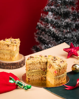 Christmas Special-Pistachio Kunafa Plum Tin Cake 500g
