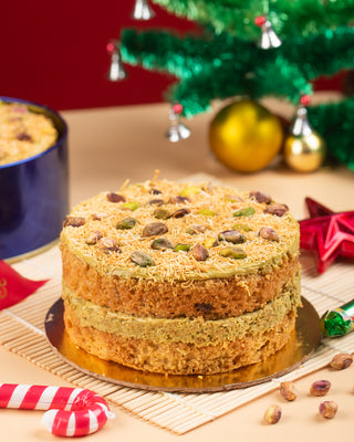 Christmas Special-Pistachio Kunafa Plum Tin Cake 500g