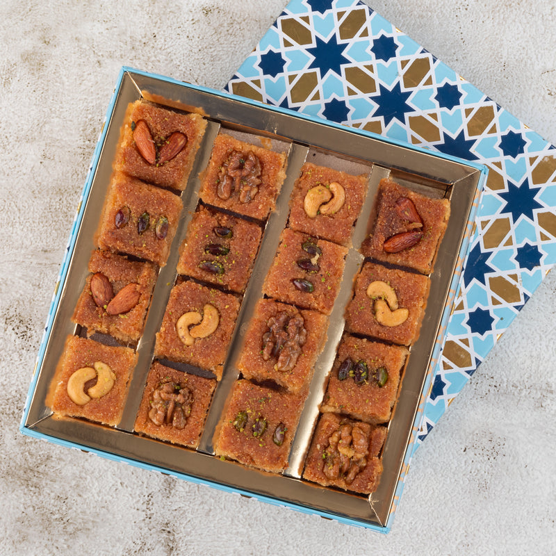 Assorted Basbousa box- 600gms (Egyptian Cake) - THE BAKLAVA BOX