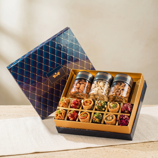 Indigo baklava and dryfruit box