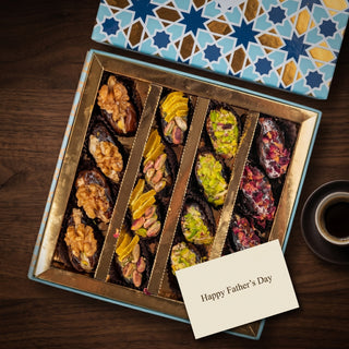 Assorted stuffed dates box for Father's Day with gift card