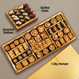 Sunheri Assorted Baklava and Stuffed Dates Hamper, what is inside