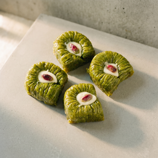 Pasha pistachio baklava with a cream centre