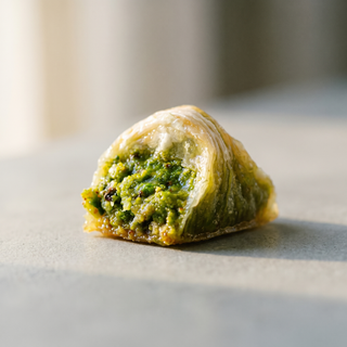Pistachio Cimcik baklava with pistachio inside crisp phyllo