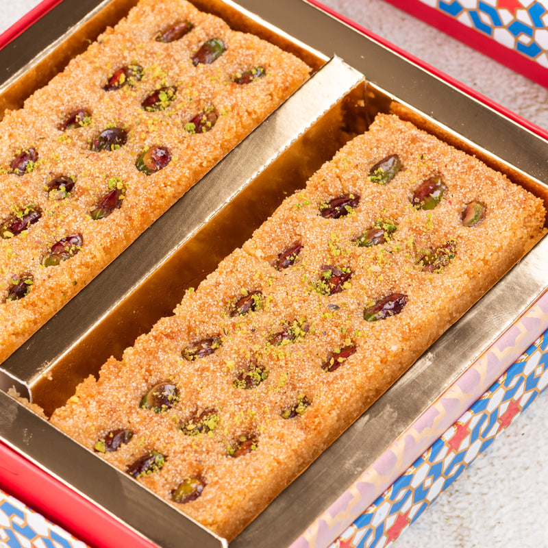 Pistachio Basbousa (Egyptian Cake) - THE BAKLAVA BOX