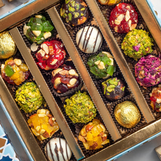 Assorted Indian fusion sweets close-up detail