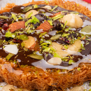 Nutella dry fruit kunafa ghewar close-up detail
