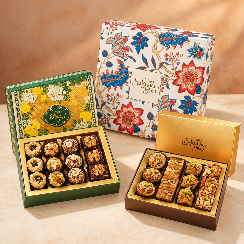Kusum 350g, Regalia 580g and Sunheri 350g gift boxes together.