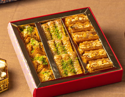 Assorted 250gms baklava sweets gift box with Happy Diwali card- Diwali premium gift box - THE BAKLAVA BOX