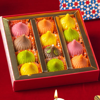Assorted dry fruits- flavoured modaks (12 pieces) - THE BAKLAVA BOX