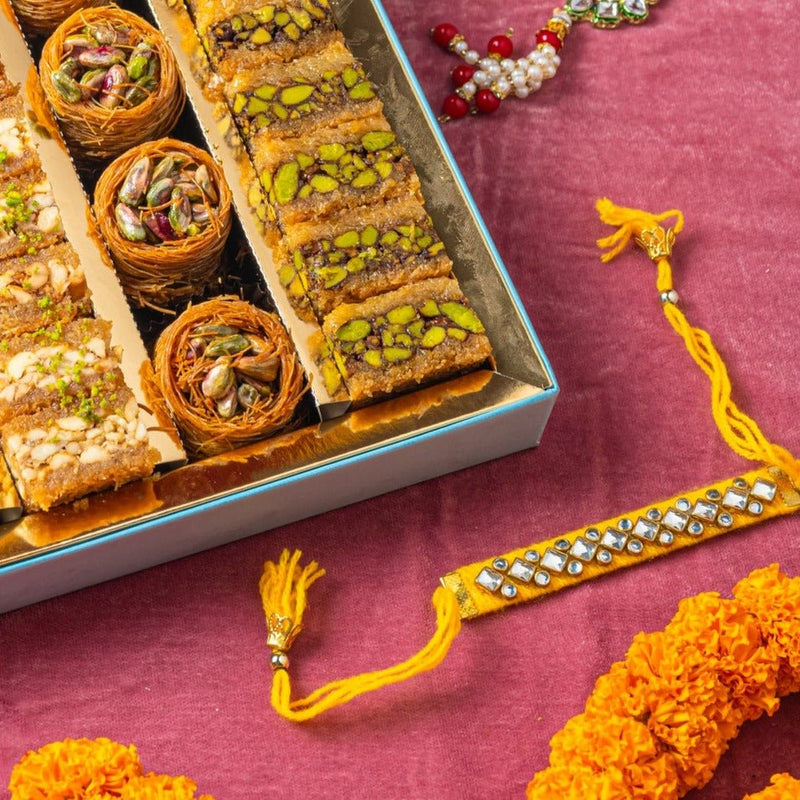 Assorted Kunafa baklava with rakhi (2sets) - THE BAKLAVA BOX