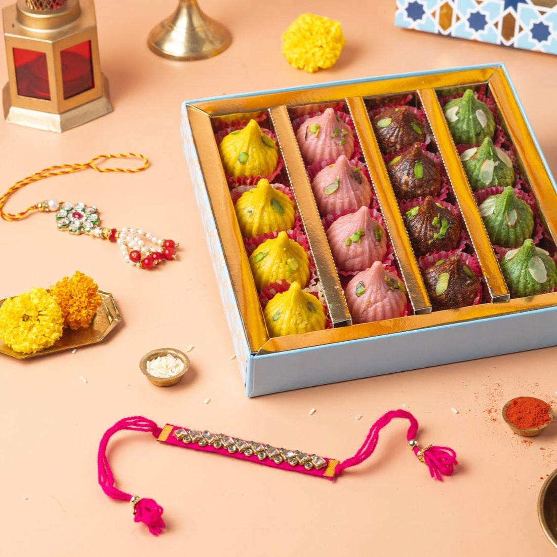 Assorted Modak with Rakhi (2 sets) - THE BAKLAVA BOX