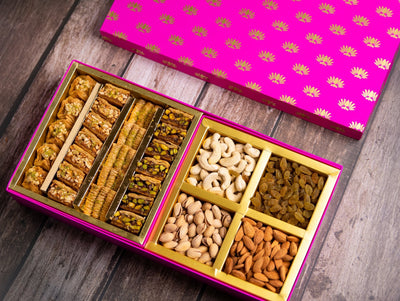 Baklava and dry fruits gift hamper - Lotus Luxe Gift Box- Premium Diwali gidting - THE BAKLAVA BOX