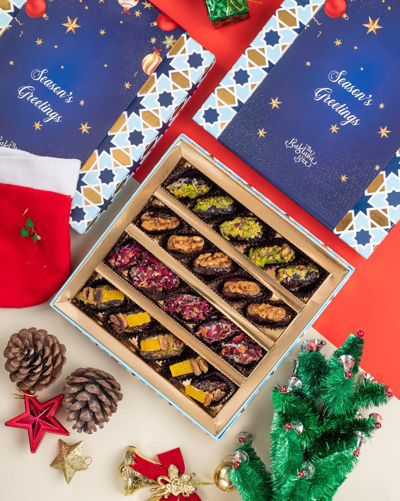 Christmas gift box- Assorted Flavoured Medjool dates Box (16 pieces) - THE BAKLAVA BOX