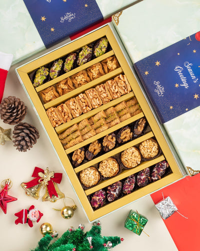 Christmas Gift Box : Royal Vega Box (1 kg) : Baklavas & Dates - THE BAKLAVA BOX