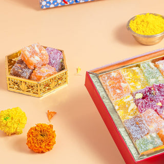 Holi Turkish delight gift box- Assorted Turkish delight 500gms gift box - Holi special sweets - THE BAKLAVA BOX