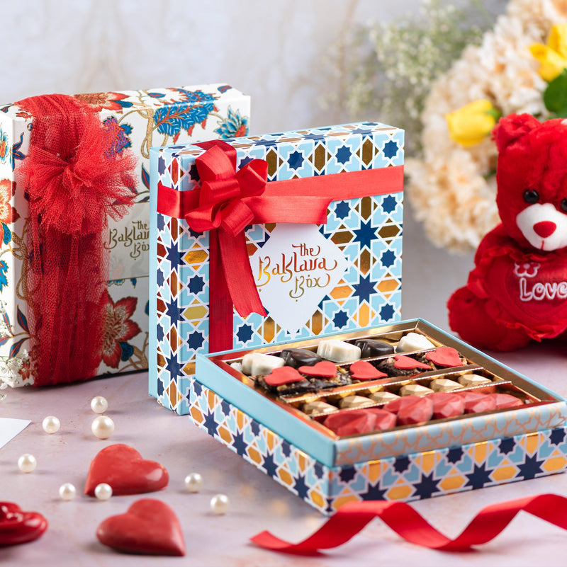 Valentine’s Day Gift Box : Combo of Regalia Box with Baklavas & Assorted Chocolates and Brownie With Card - THE BAKLAVA BOX